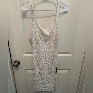 NEW WITH TAGS Lulus Return to Romance White Sequin Bodycon Dress, size XL